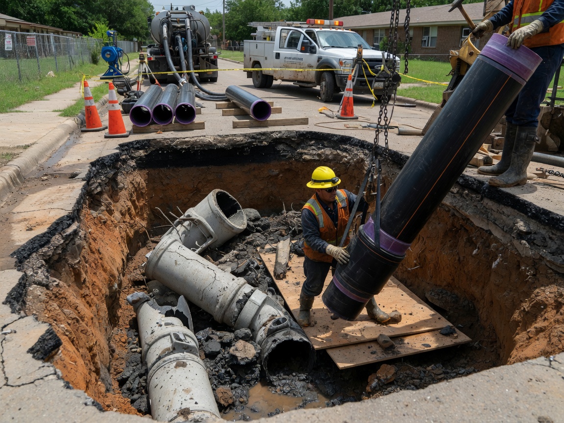 Sewer Line Replacement in Historic Downtown Bryan TX