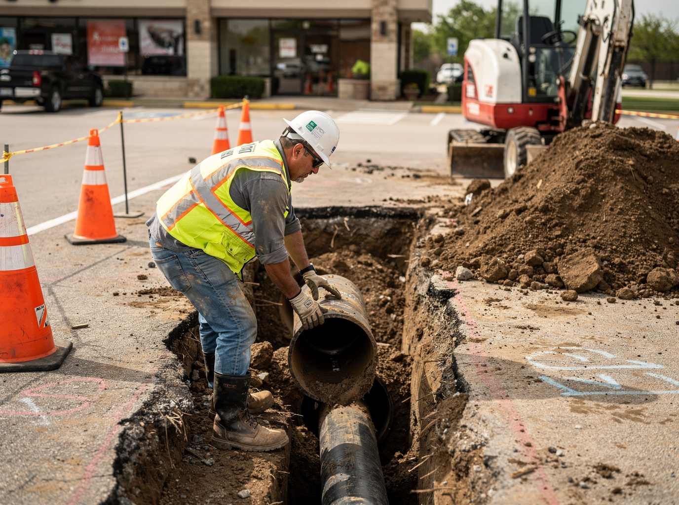 Commercial Sewer Line Replacement in Bryan, TX