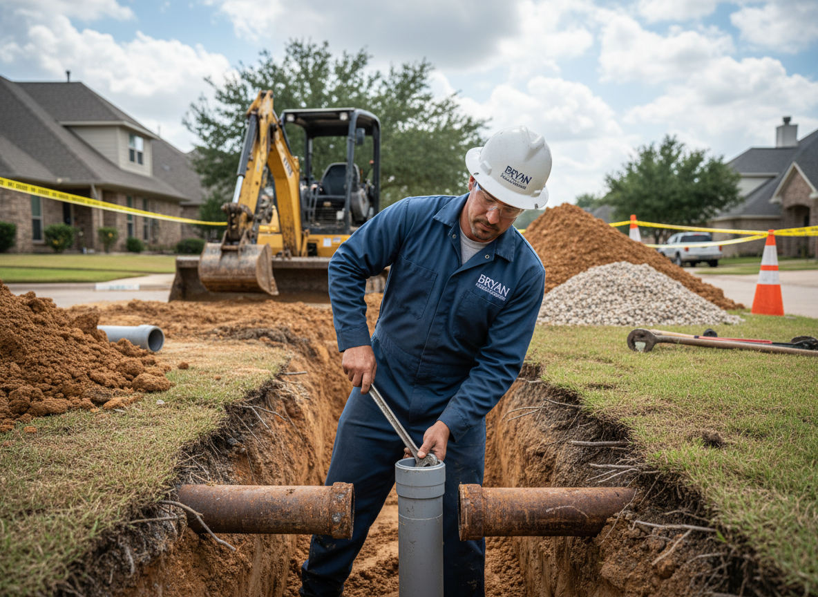 Sewer Line Replacement in Brook Hollow Bryan TX